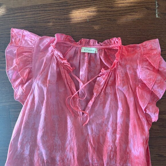 Stark X Poplin Tie Dye Dreamy Dress Ruffle Flutter Sleeve Size Small - Picture 11 of 16